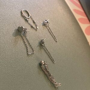 Silver Chain Earrings Set